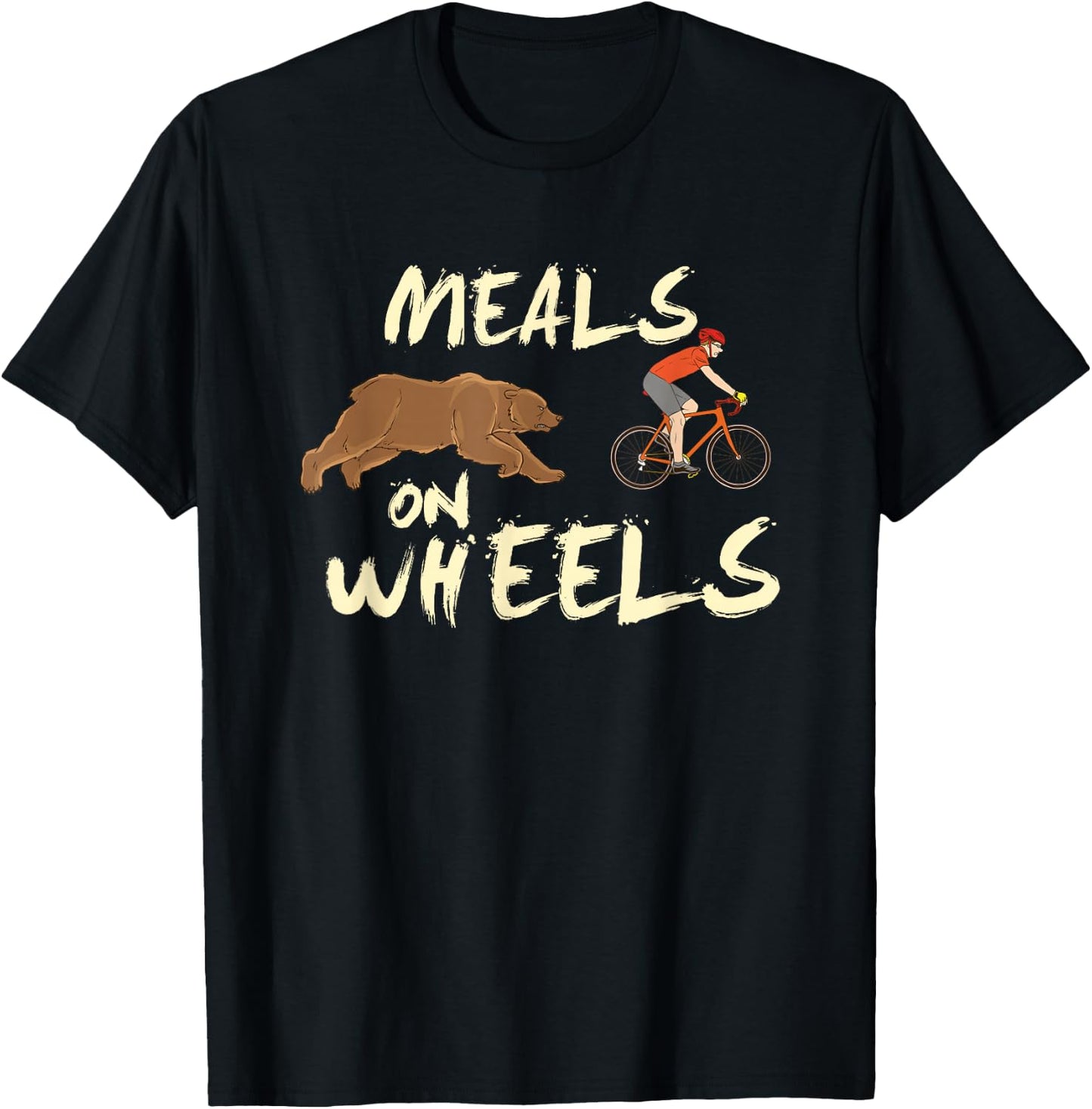 Meals on Wheels Cycling & Nature Design For Mountain Biker T-Shirt - T-Shirt | Black