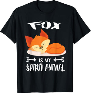Fox Is My Spirit Animal Funny Gift T-Shirt - T-Shirt | Black