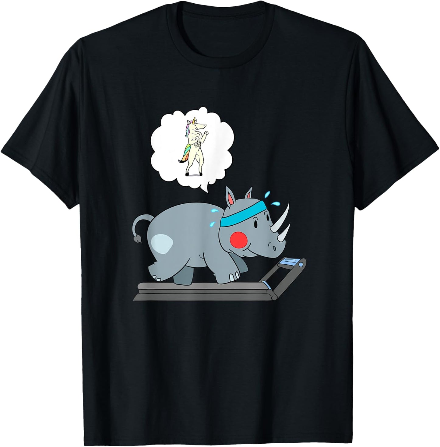 Rhino and Unicorn Cardio - Funny Running T-Shirt - T-Shirt | Black