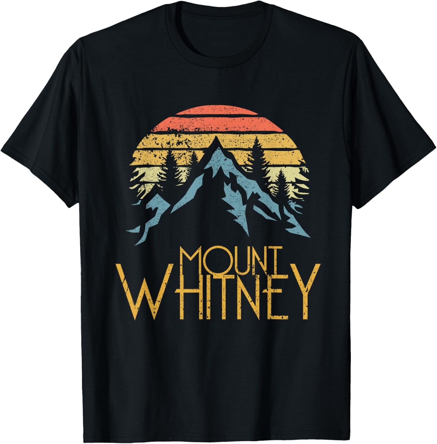 Vintage Retro Mount Whitney CA Camping Mountain T-Shirt - T-Shirt | Black