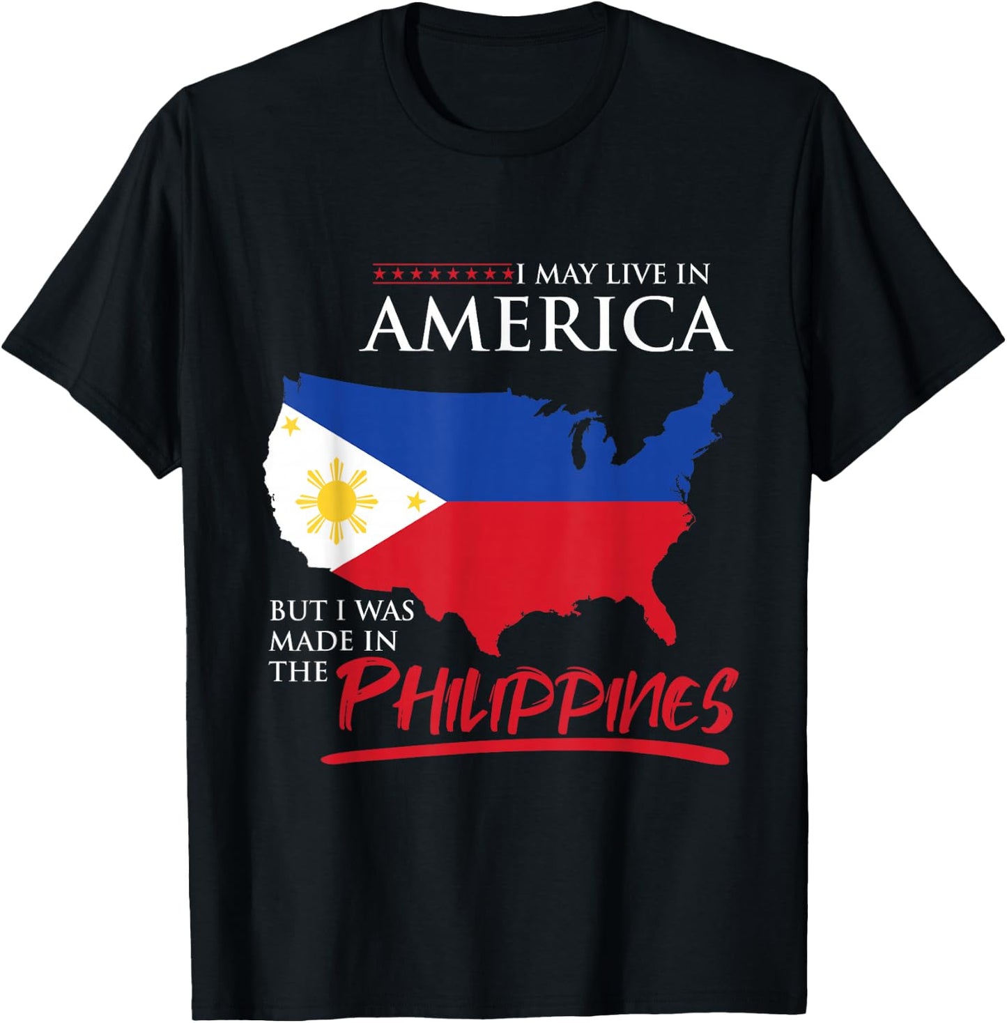 USA Flag Islands of Felipe Philippines Maharlika Filipino T-Shirt - T-Shirt | Black