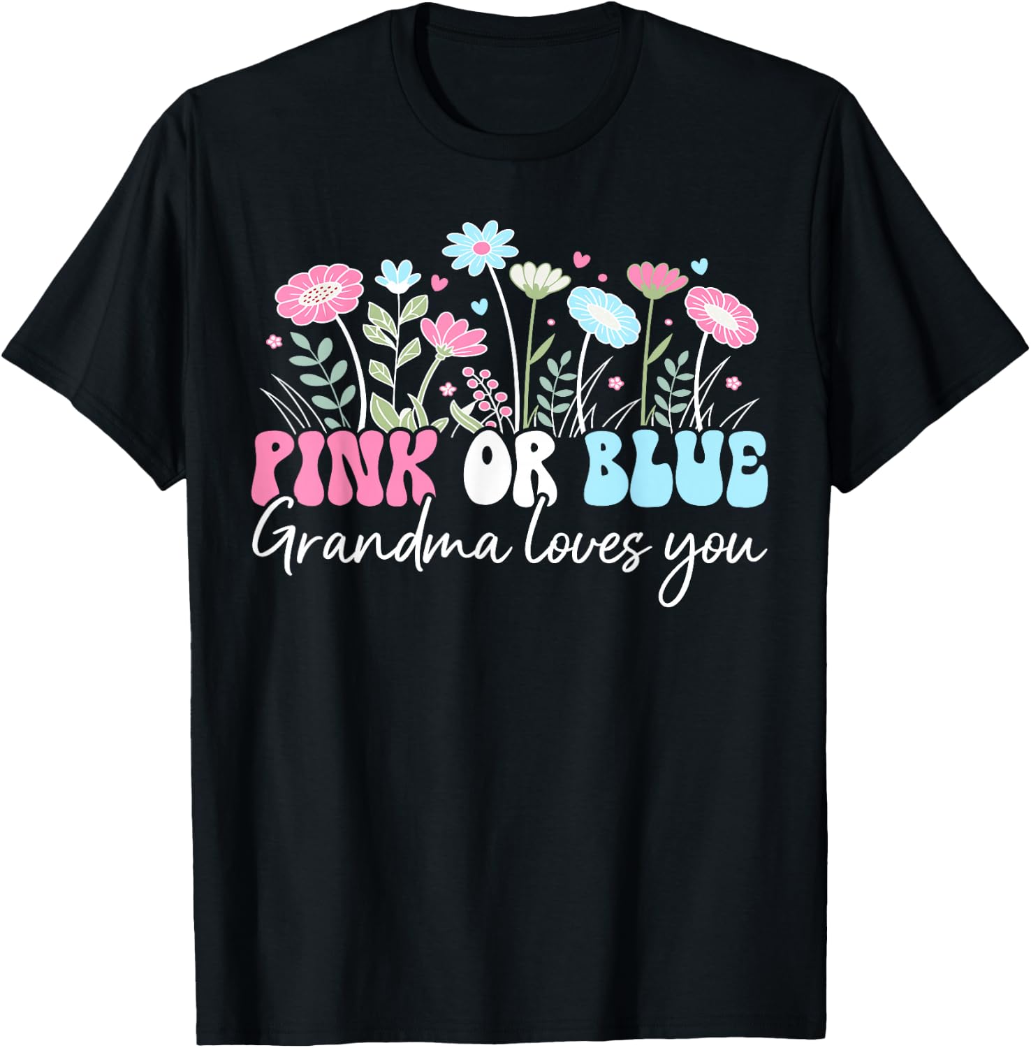 Groovy Grandma Gender Reveal Grandmother T-Shirt - T-Shirt | Black