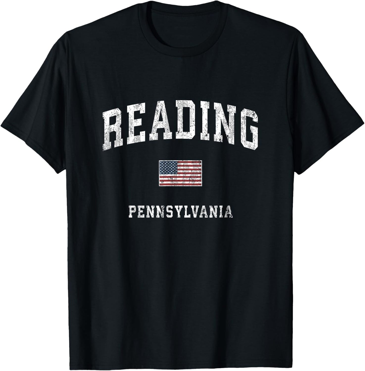 Reading Pennsylvania PA Vintage American Flag Sports Design T-Shirt - T-Shirt | Black
