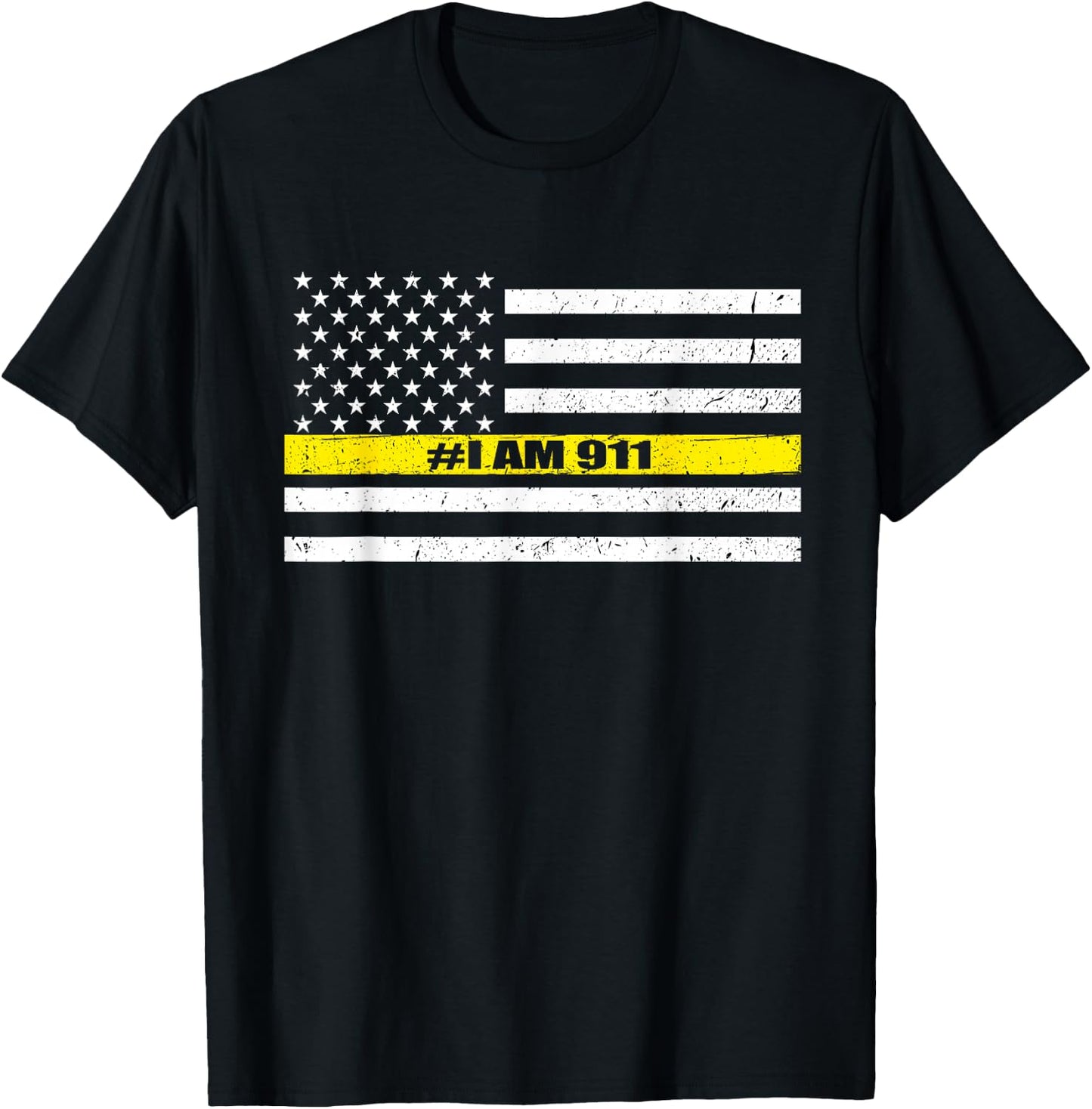 Thin Gold Line Flag 911 Dispatcher I Am 911 T-Shirt - T-Shirt | Black