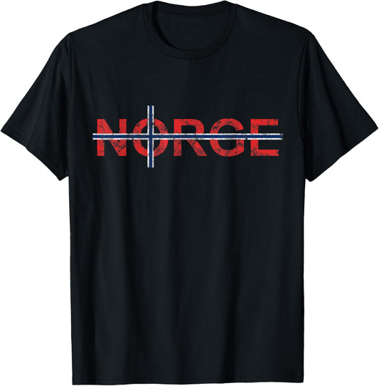 Norge Norway Norwegian Flag Nordic Cross Travel Europe T-Shirt - T-Shirt | Black