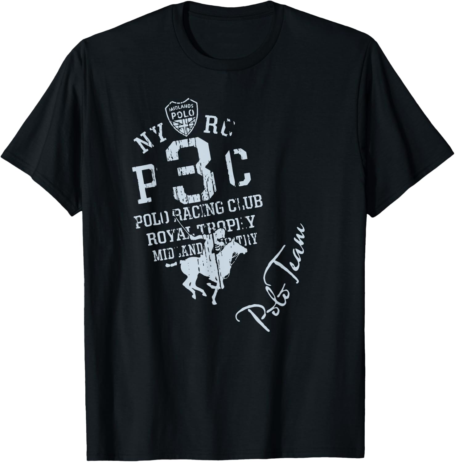 Horseback Polo Riding & Polo Player Equestrian Women Men Dad T-Shirt - T-Shirt | Black