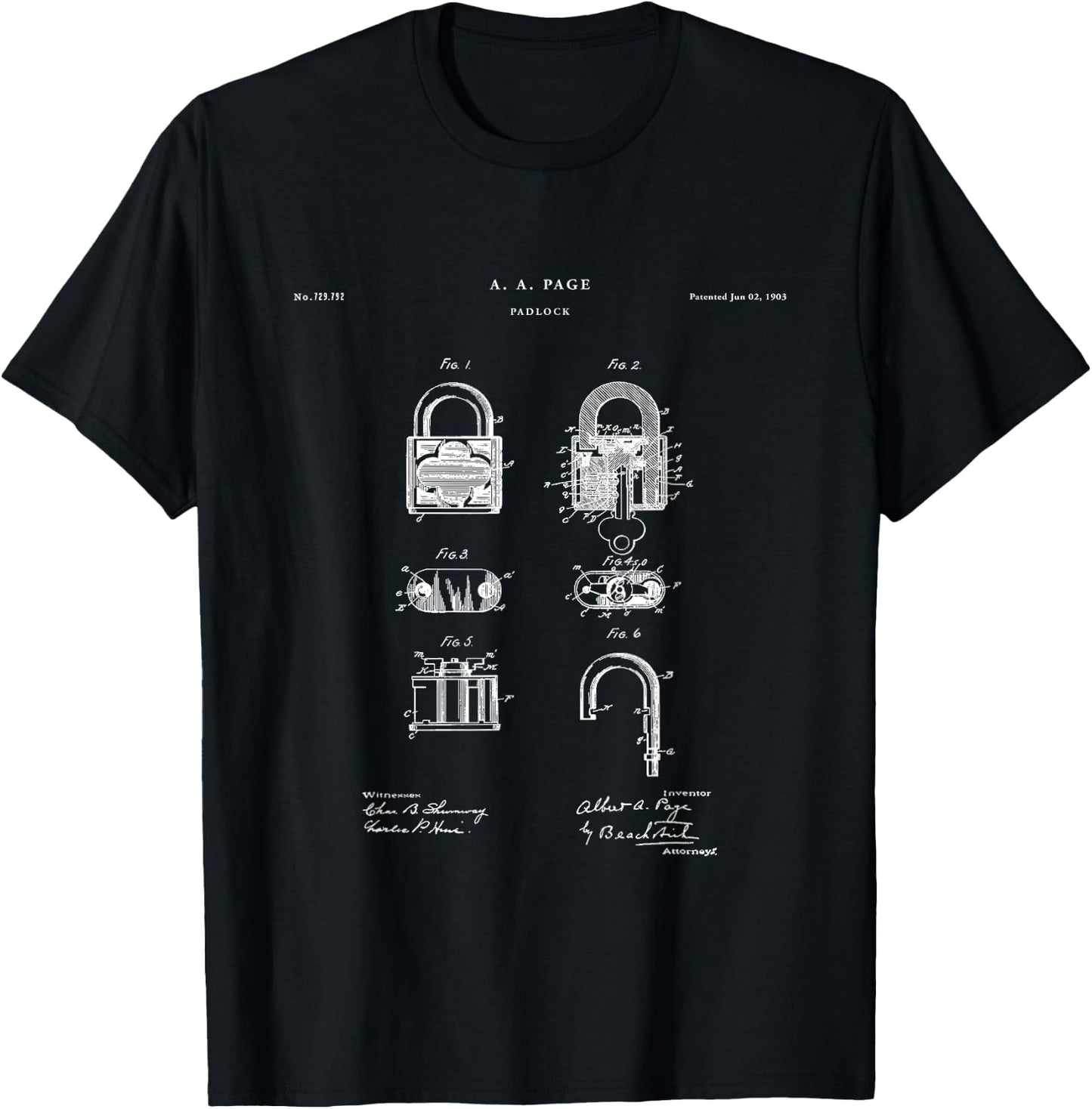 Padlock Patent - locksmith T-Shirt - T-Shirt | Black