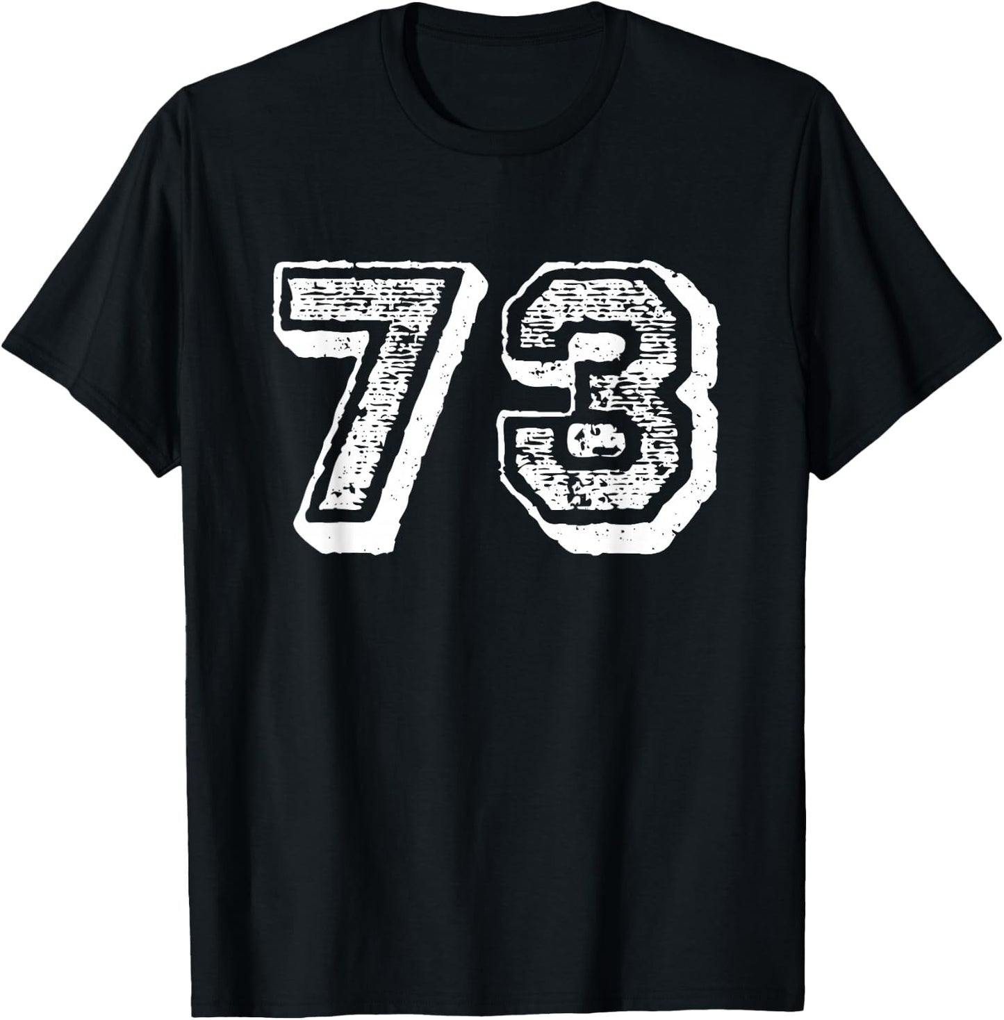 Number 73 Sports Jersey Player #73 Fan FRONT Print Vintage T-Shirt - T-Shirt | Black