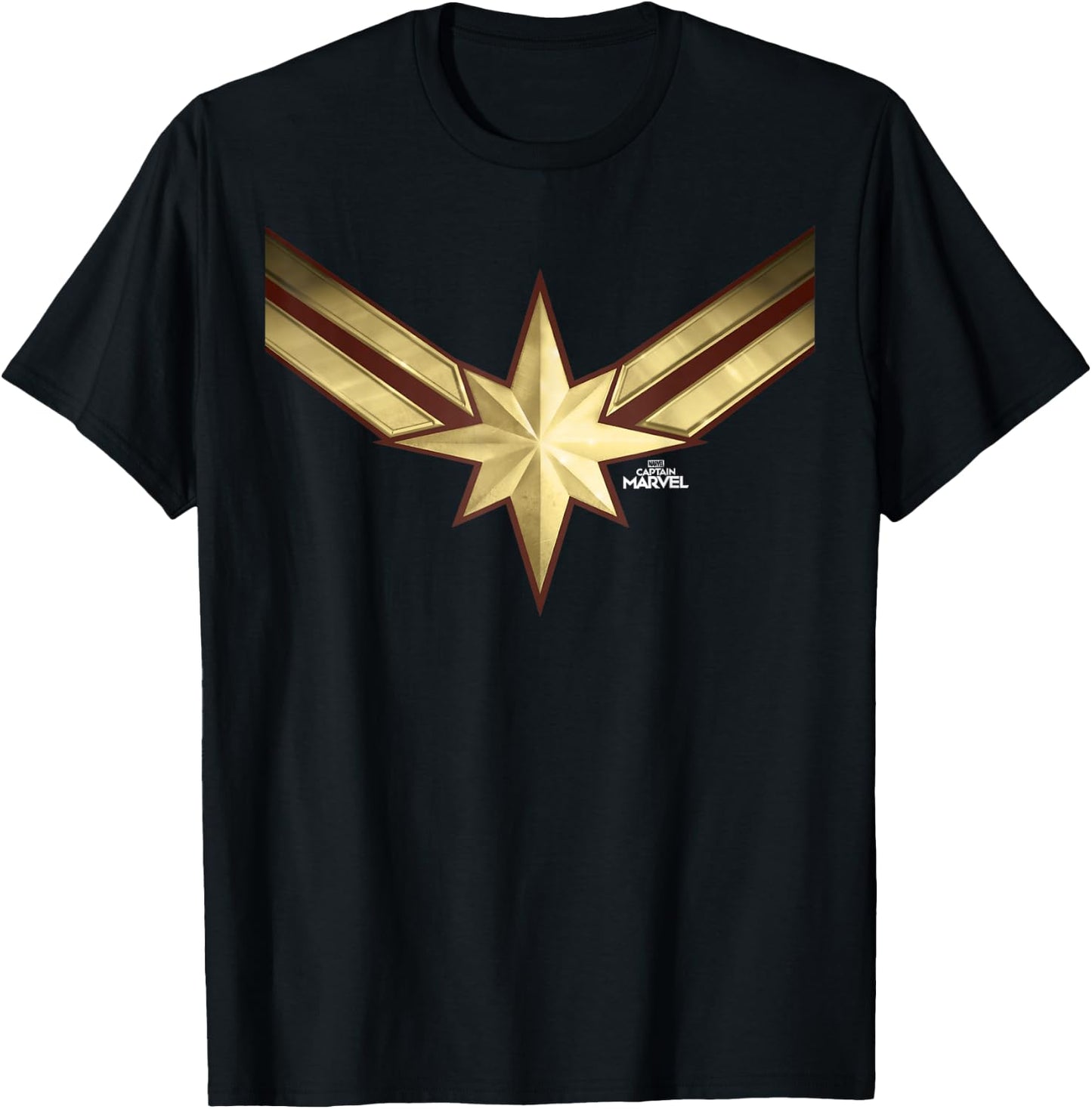 Captain Marvel Gleaming Chest Logo Graphic T-Shirt - T-Shirt | Black
