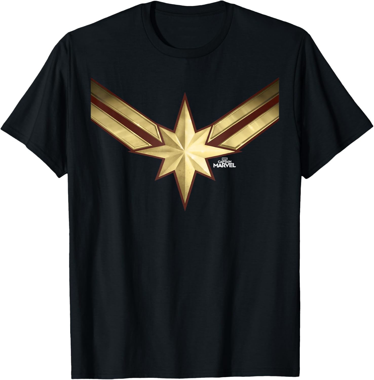 Captain Marvel Gleaming Chest Logo Graphic T-Shirt - T-Shirt | Black