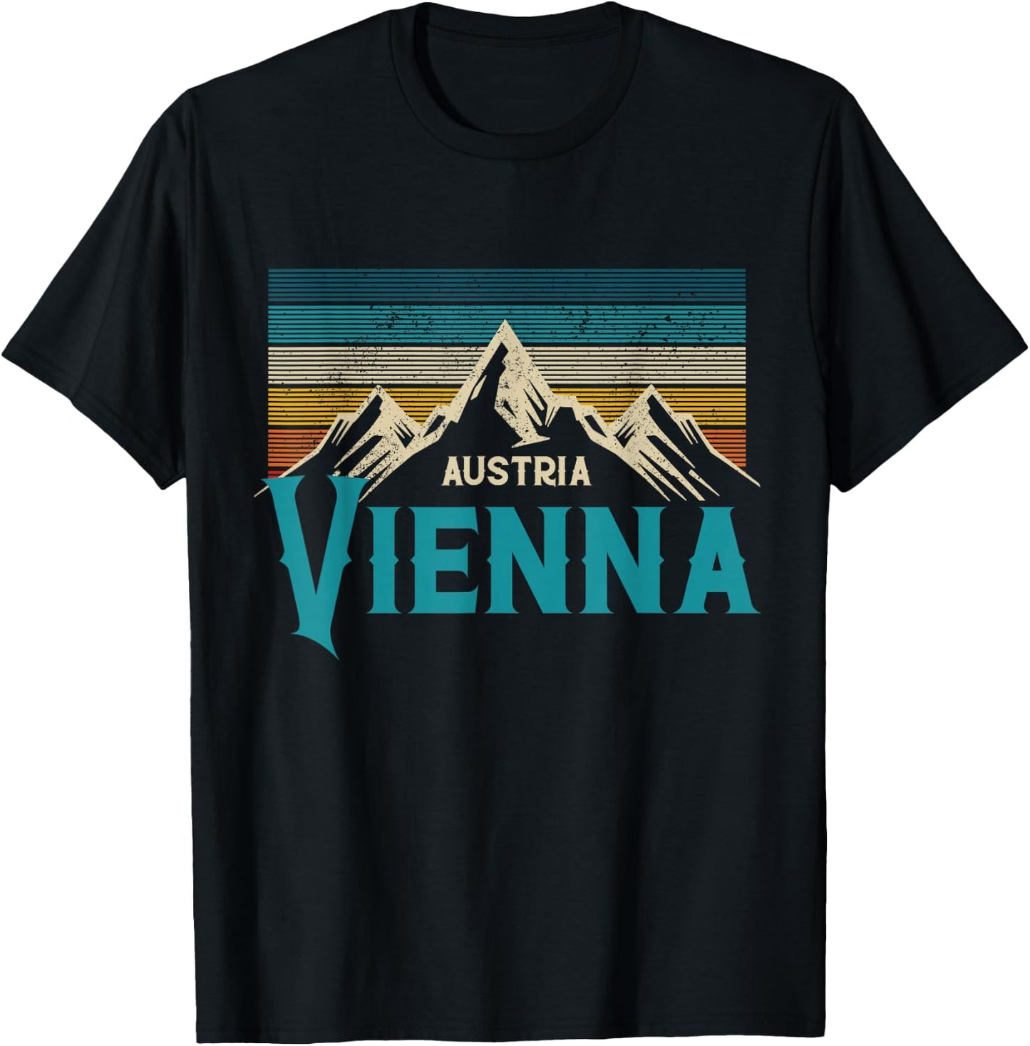 Vienna Austria Vienna Vintage Mountains Alps Ski Souvenir T-Shirt - T-Shirt | Black