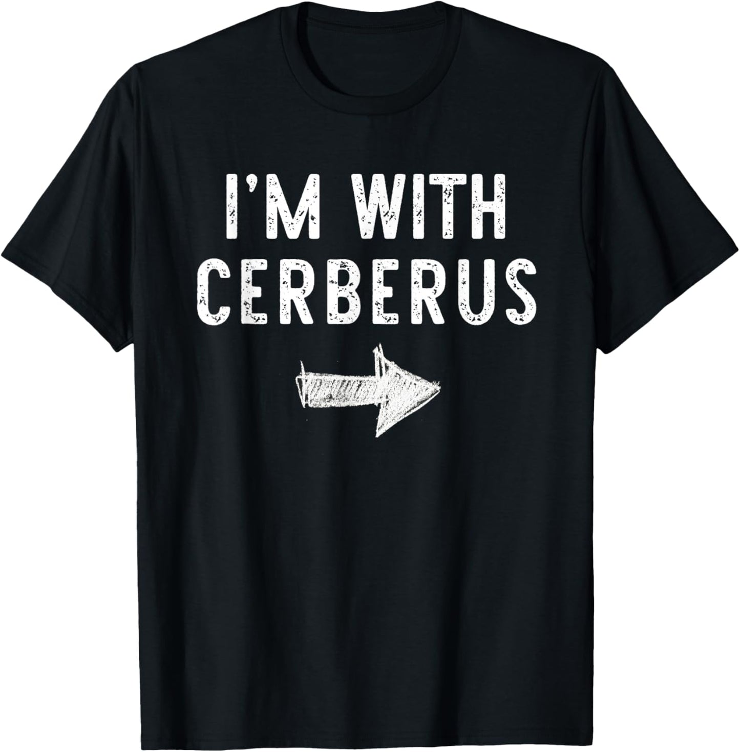 I’m with Cerberus Funny Halloween Couple Costume T-Shirt - T-Shirt | Black