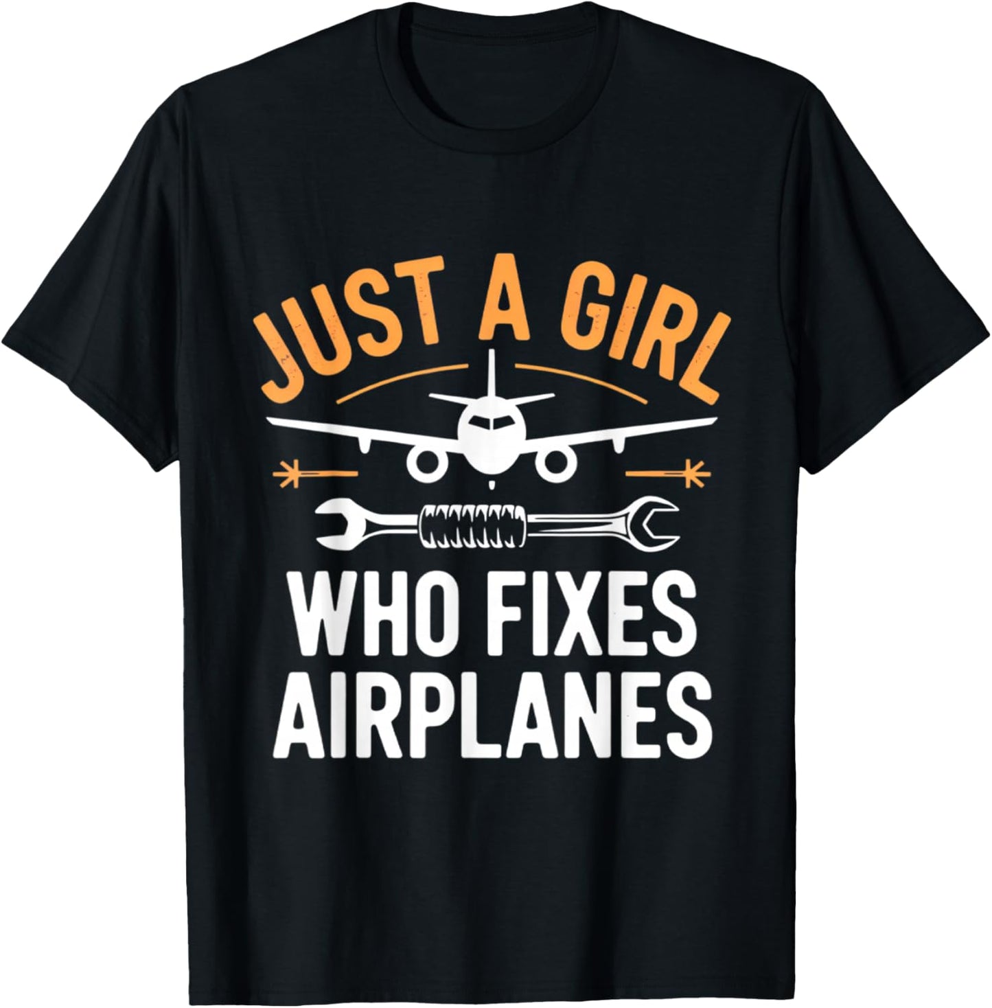 Aircraft Mechanic Women Just a Girl Who Fixes Airplanes T-Shirt - T-Shirt | Black