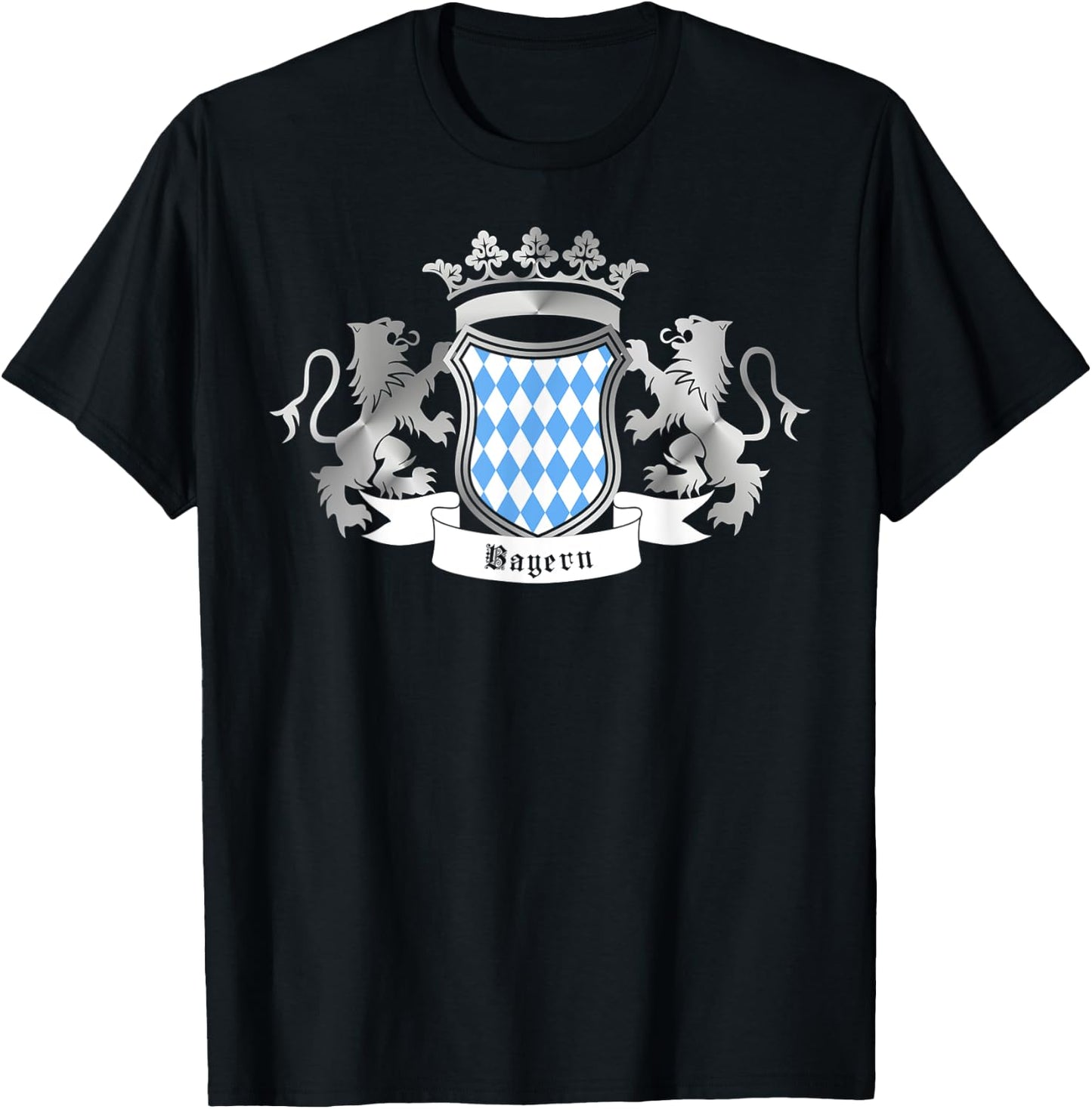 German Bavarian Silver Crest Oktoberfest Beer Lover Design T-Shirt - T-Shirt | Black