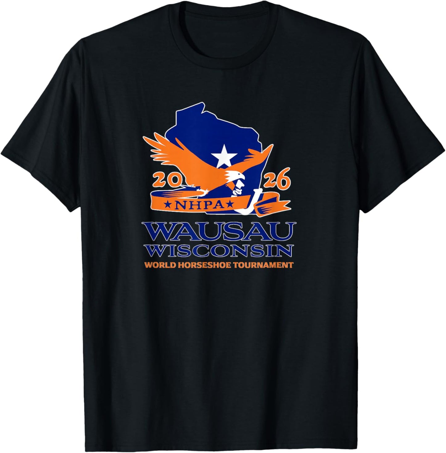 Horseshoe Pitchers NHPA 2026 World Tournament Logo on Front T-Shirt - T-Shirt | Black