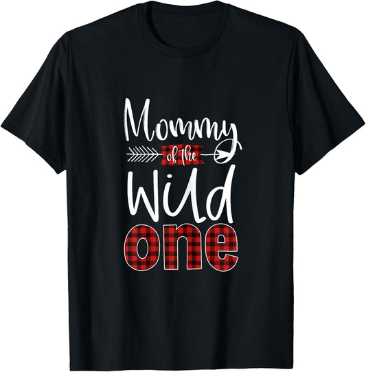 Mommy of the Wild One Buffalo Plaid Lumberjack 1st Birthday T-Shirt - T-Shirt | Black
