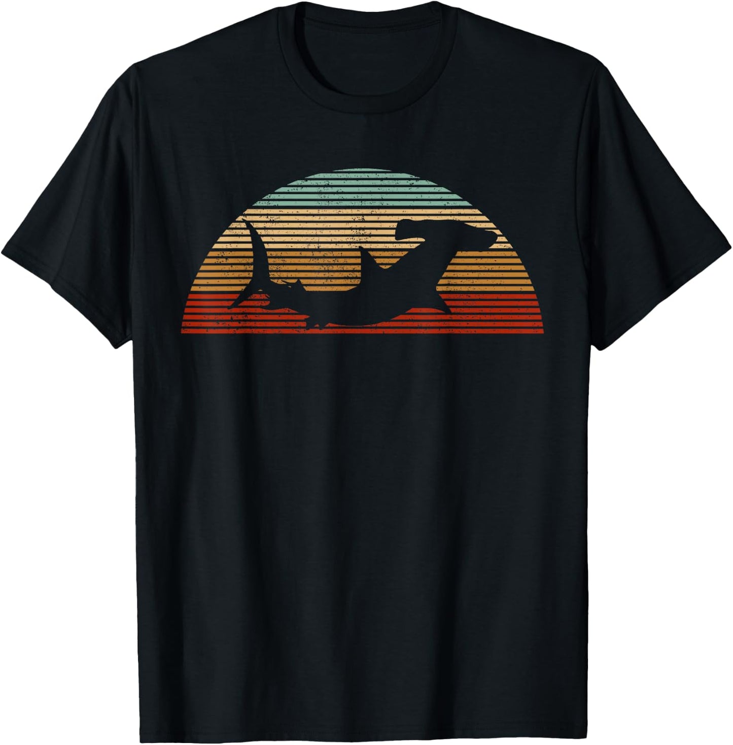 Hammerhead Shark Vintage Retro Fishing Gift T-Shirt - T-Shirt | Black