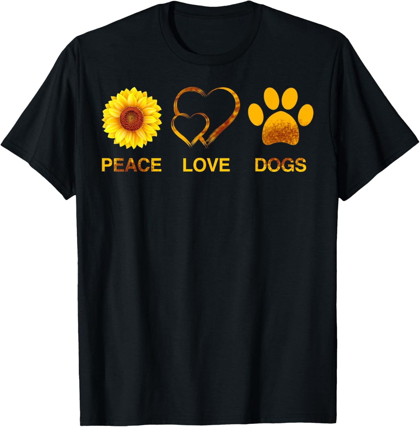 Peace Love Dogs Sunflowers Dog Lover Gift T-Shirt - T-Shirt | Black