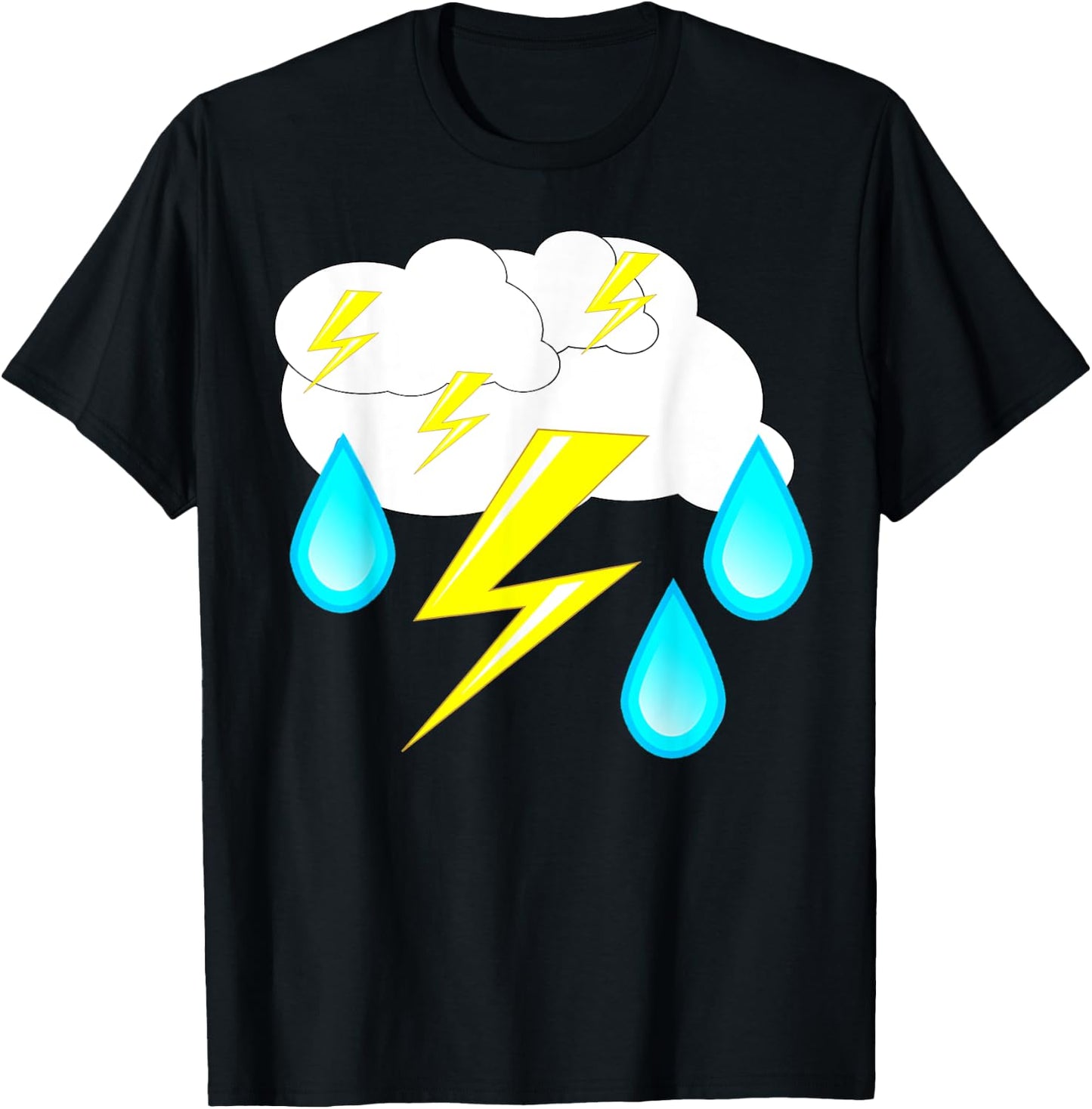 Lightning Bolts Rain Drops Thunder Storm Cloud Costume Shirt T-Shirt - T-Shirt | Black
