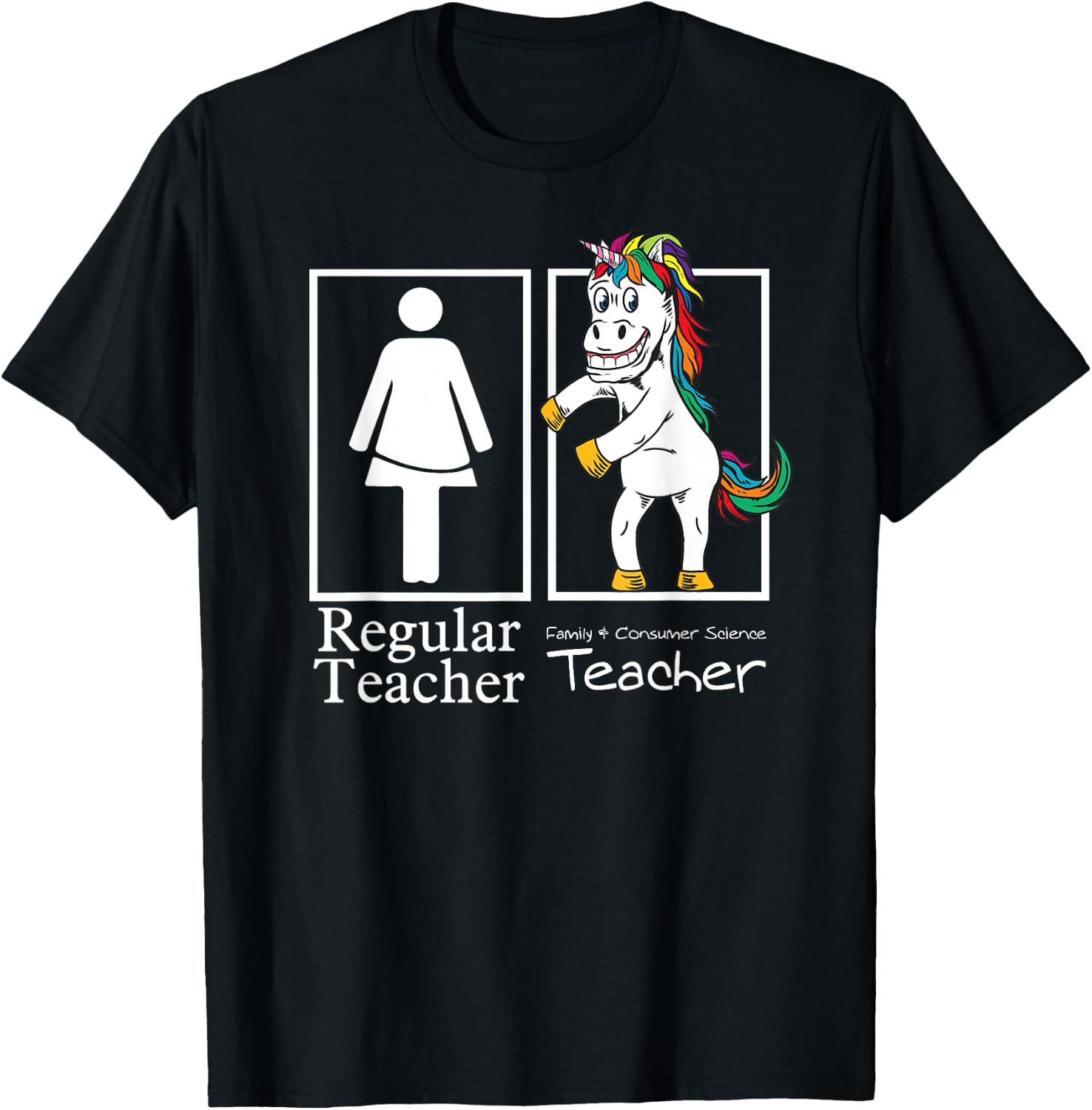 Family & Consumer Science Teacher Regular Unicorn Team Gift Women Girls Kids T-Shirt - T-Shirt | Black
