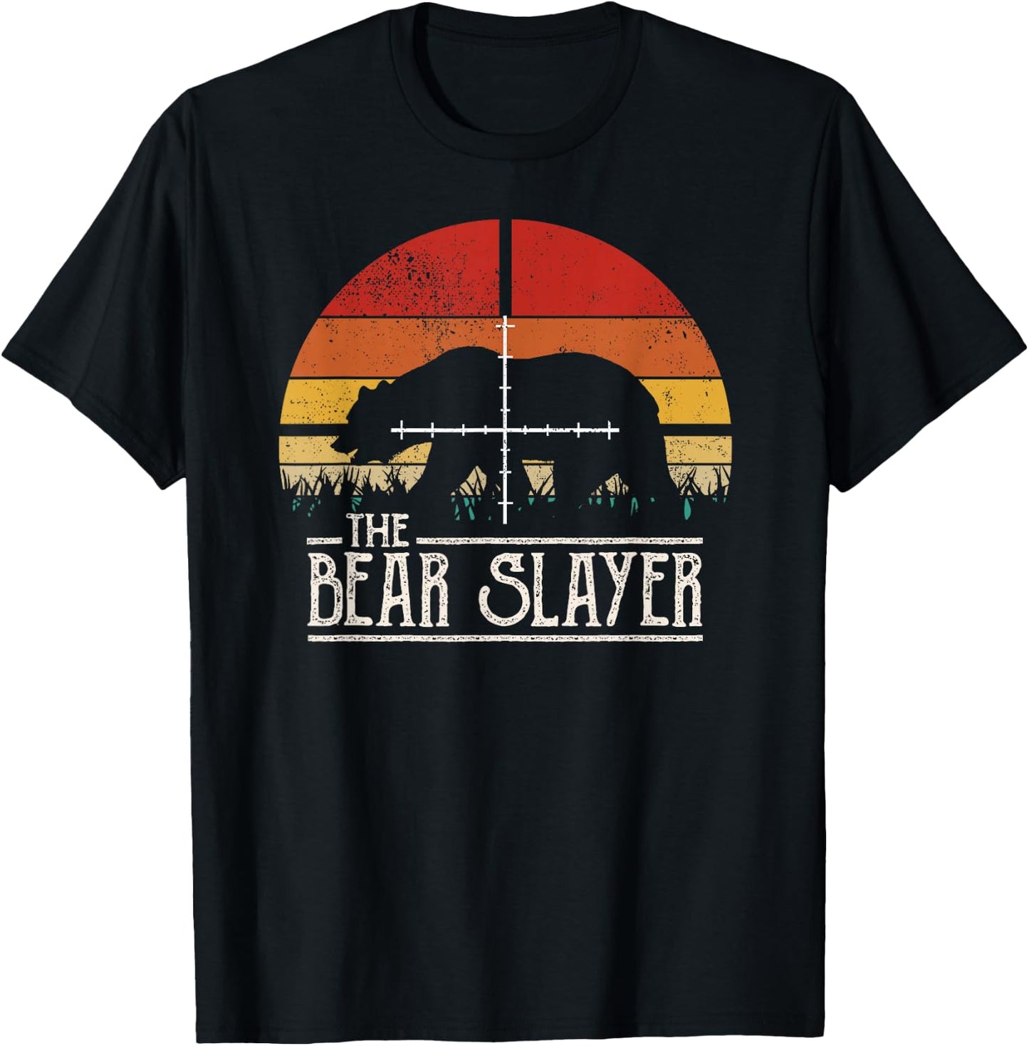 Vintage Sunset Retro Style Bear Hunting Bear Slayer T-Shirt - T-Shirt | Black