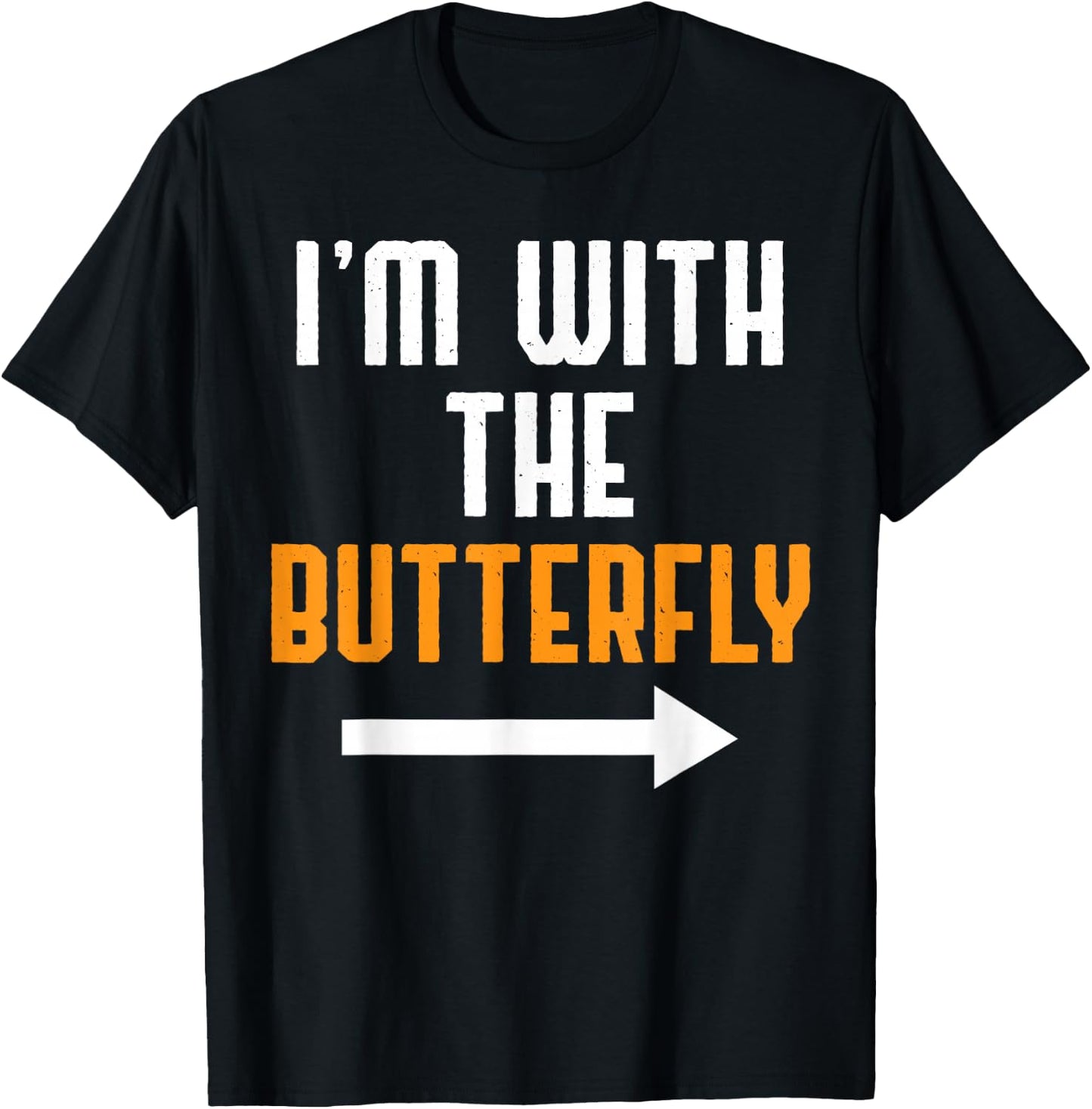 I'm With The Butterfly Costume Funny Halloween Couple T-Shirt - T-Shirt | Black