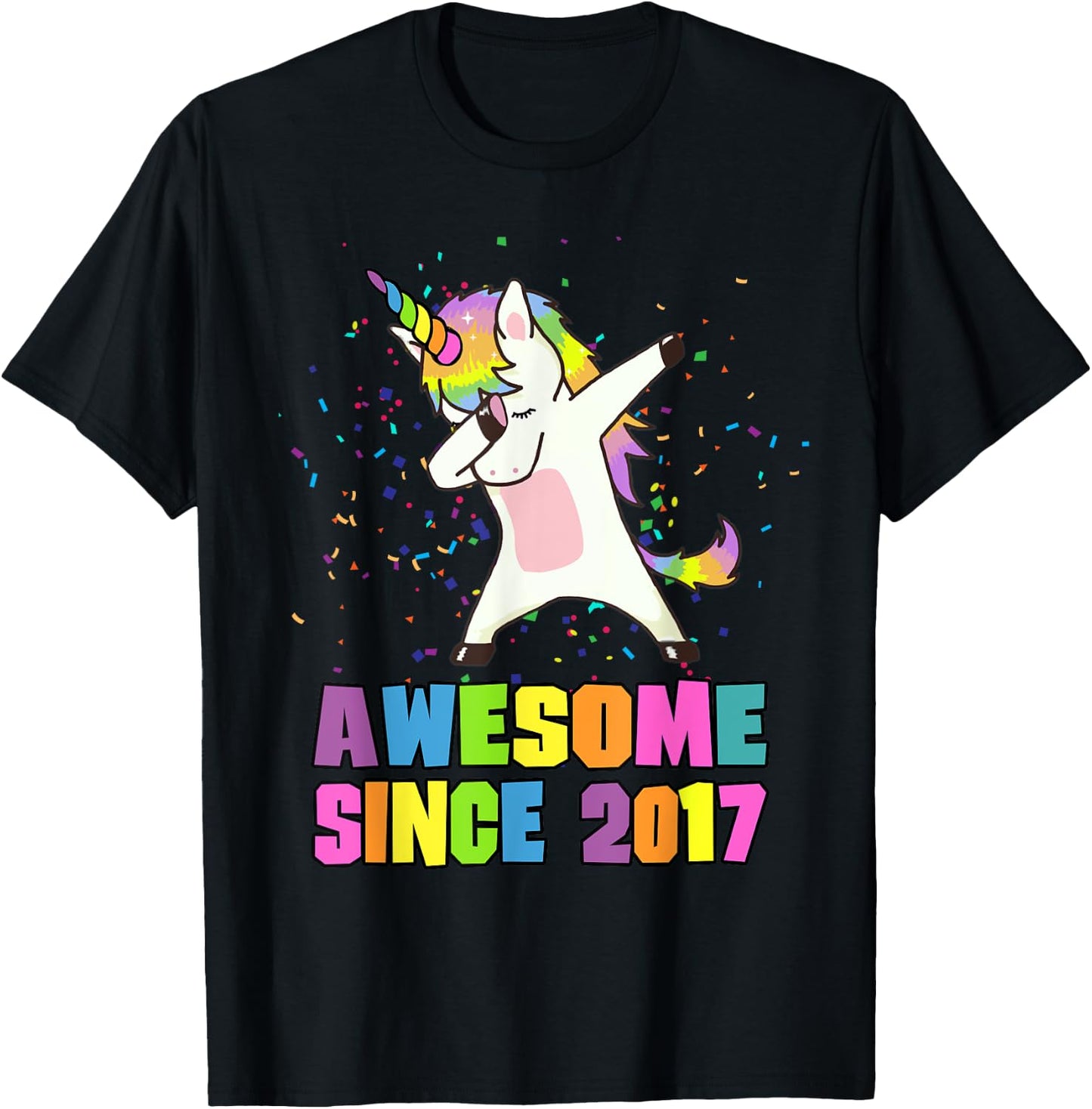 Awesome Since 2017 Unicorn T-Shirt - T-Shirt | Black