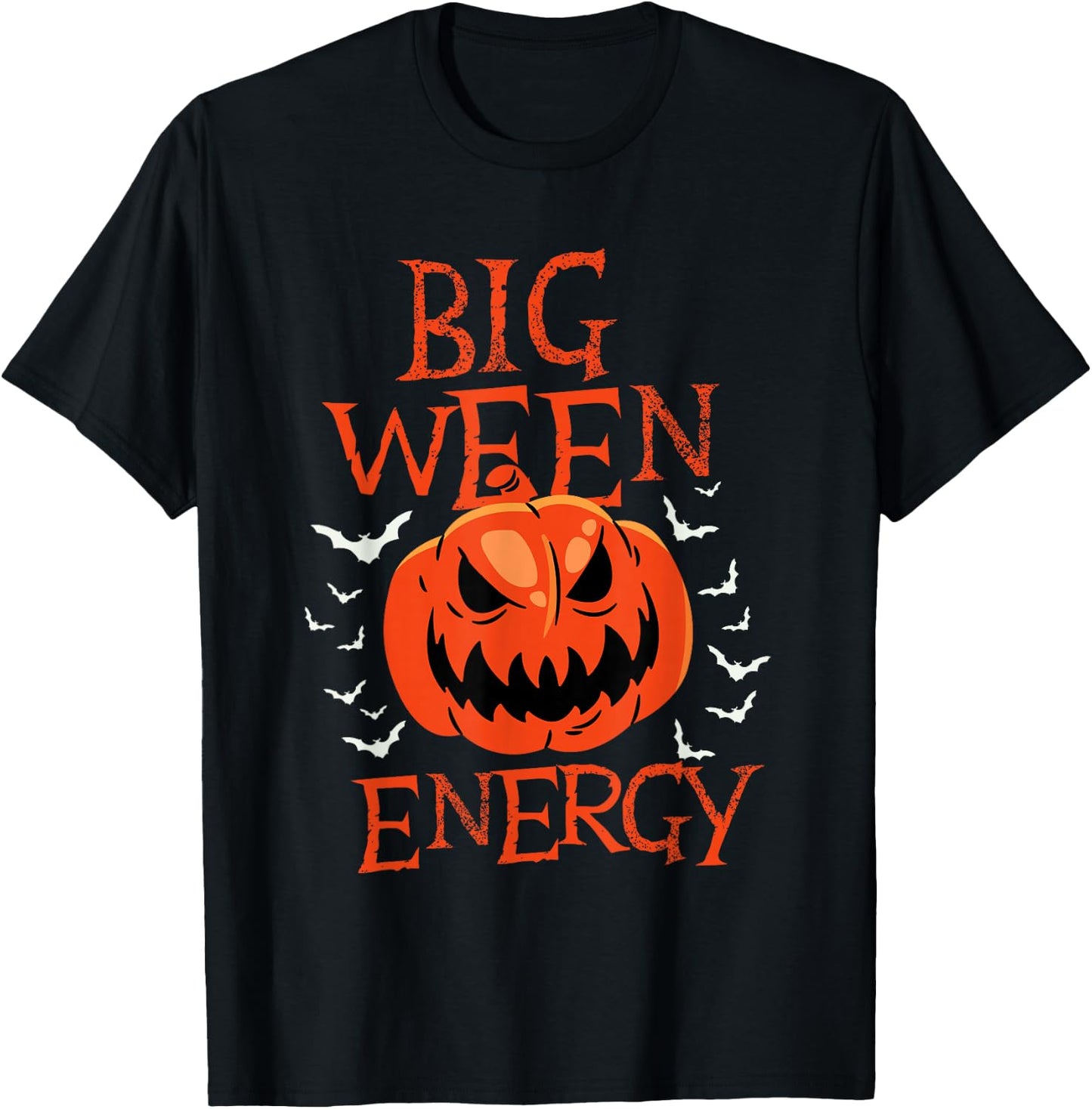 Big Ween Energy - Big Halloween Carved Pumpkin Head T-Shirt - T-Shirt | Black