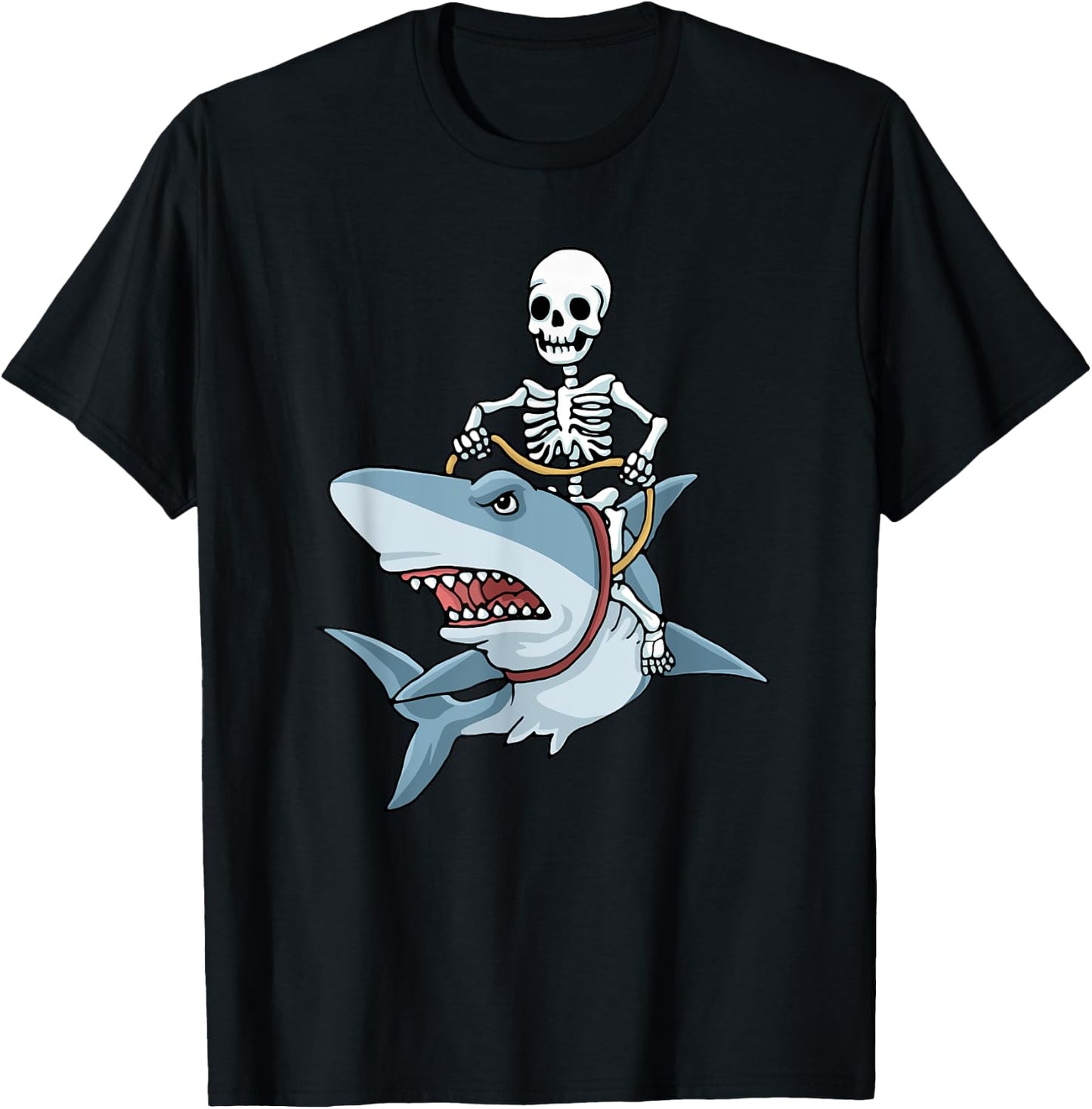 Halloween shark skeleton funny Halloween T-Shirt - T-Shirt | Black