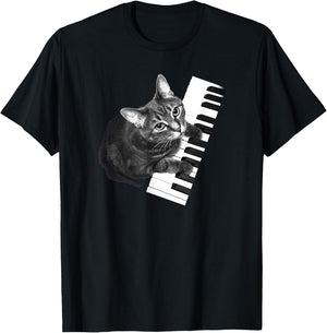 Piano Cat Shirt T-Shirt - T-Shirt | Black