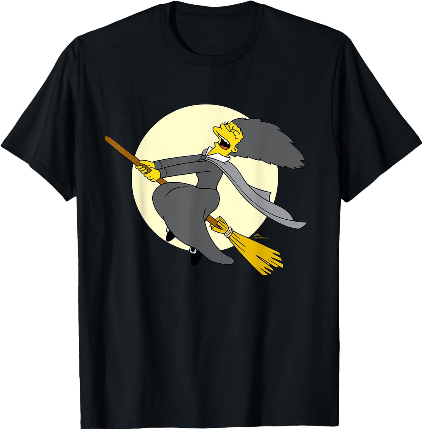 The Simpsons Halloween Witch Costume Marge on Flying Broom T-Shirt - T-Shirt | Black