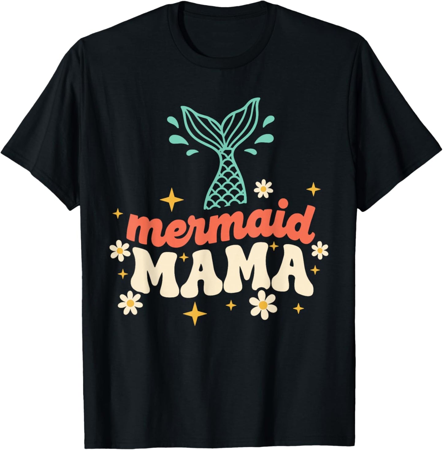 Mom of Birthday Girl Mermaid Costume Women, Mermaid Mama T-Shirt - T-Shirt | Black