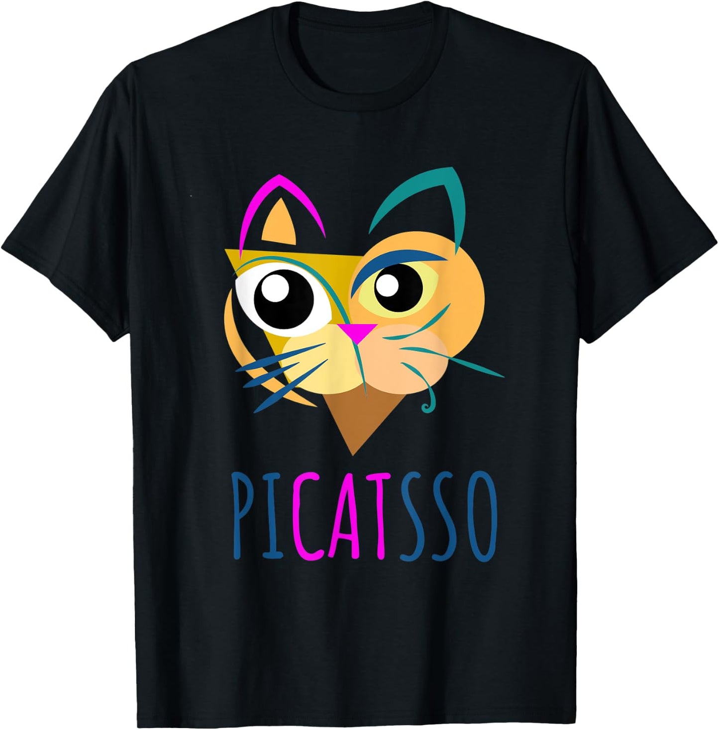 Funny Abstract Cat Art Picatsso Shirt For Art Teachers Men Women Kids T-Shirt - T-Shirt | Black