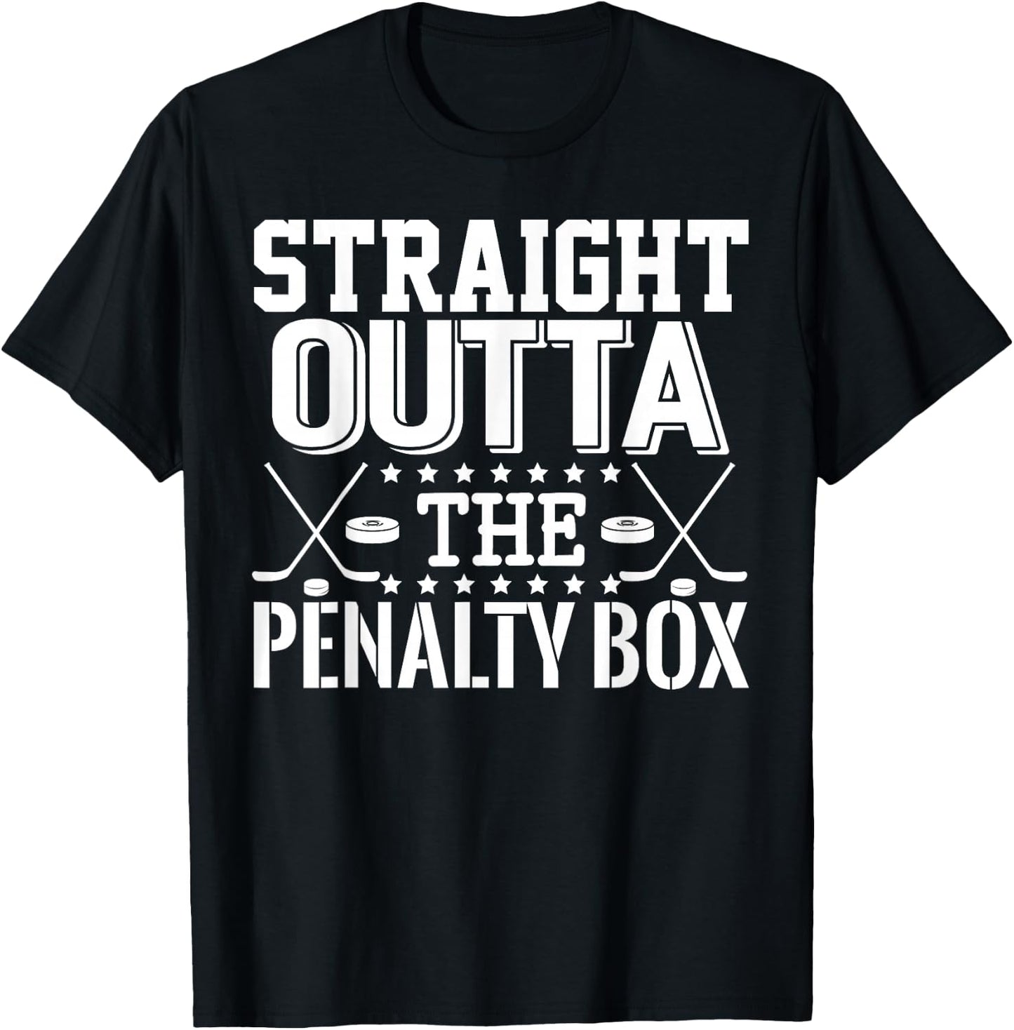 Straight Outta The Penalty Box Funny Ice Hockey Enforcer T-Shirt - T-Shirt | Black
