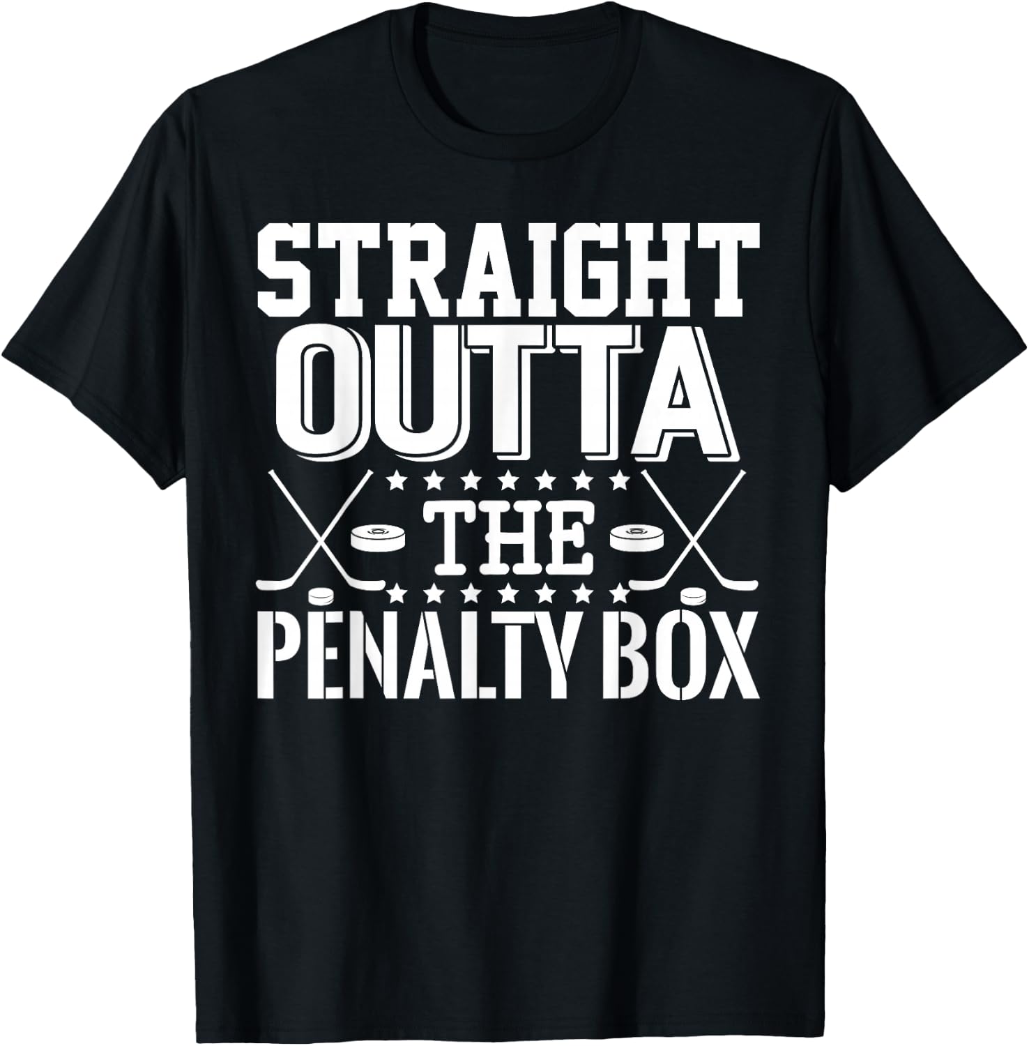 Straight Outta The Penalty Box Funny Ice Hockey Enforcer T-Shirt - T-Shirt | Black