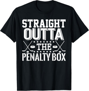 Straight Outta The Penalty Box Funny Ice Hockey Enforcer T-Shirt - T-Shirt | Black