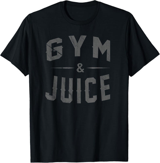 Retro Funny GYM & JUICE PUNNY BODY BUILDER T SHIRT T-Shirt - T-Shirt | Black