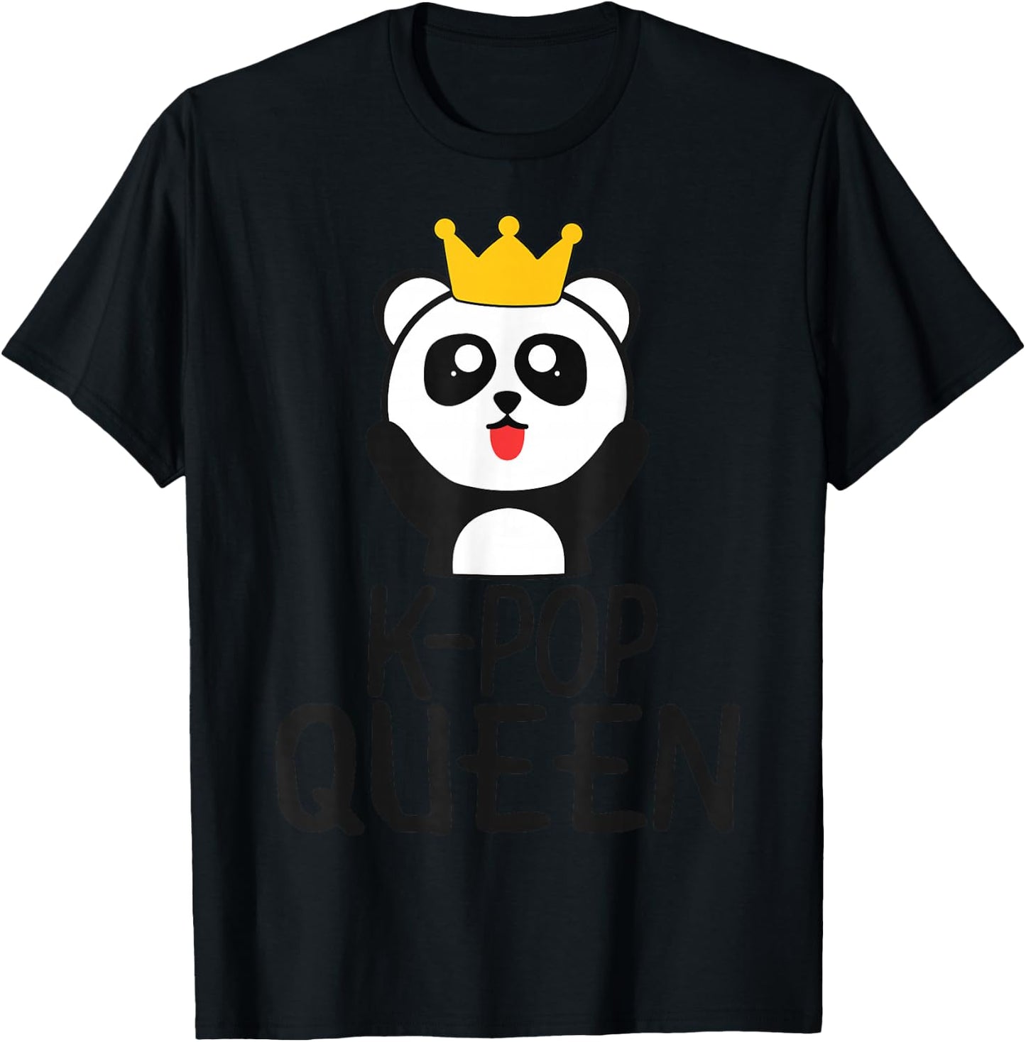 K-Pop Queen Cute Kawaii Panda T-Shirt - T-Shirt | Black