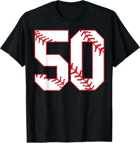 Fiftieth Anniversary Birthday Party 50th Baseball T-Shirt - T-Shirt | Black