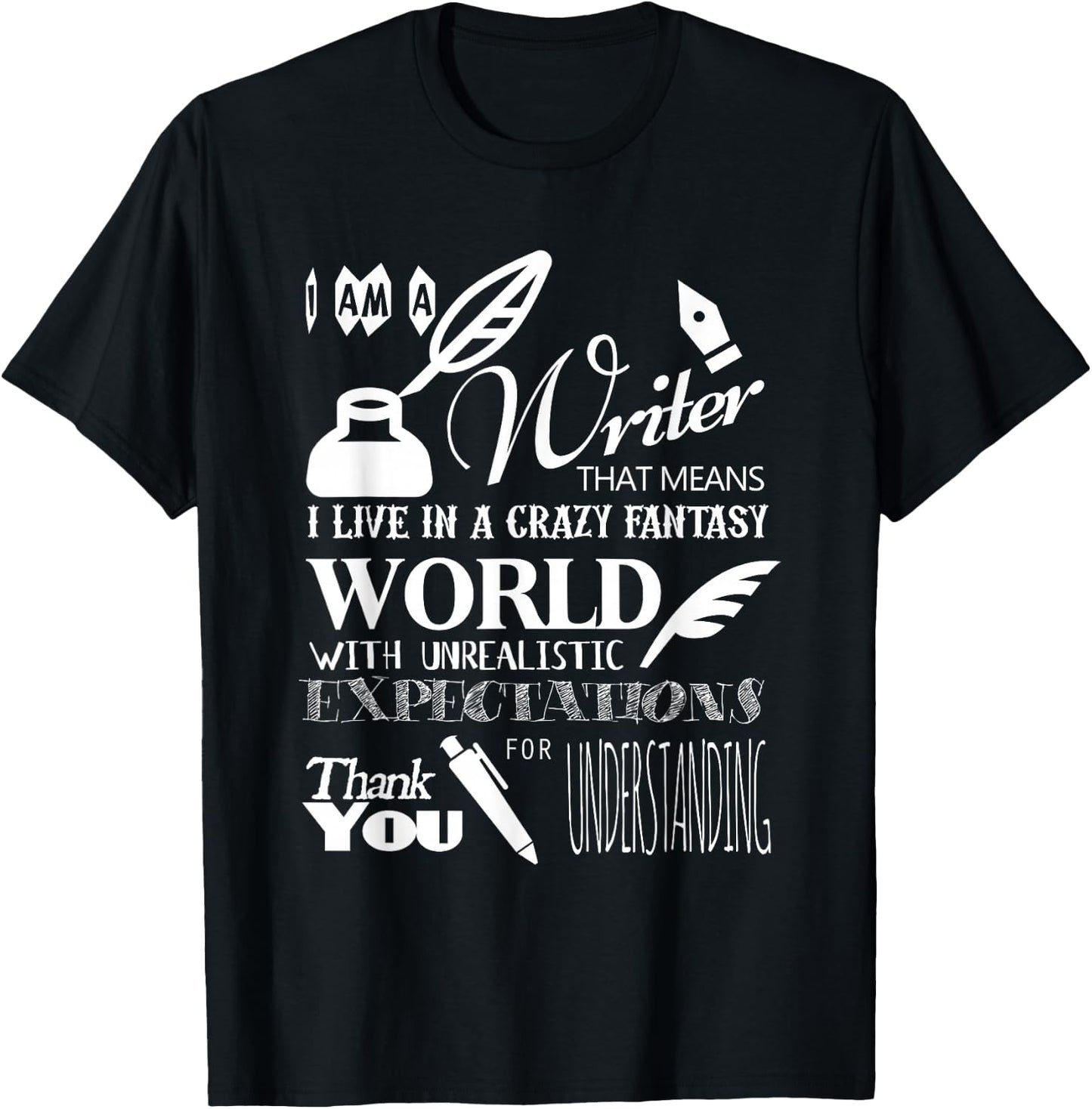 with German Text "Ich bin ein Schriftsteller, der ... Schreiber T-Shirt - T-Shirt | Black