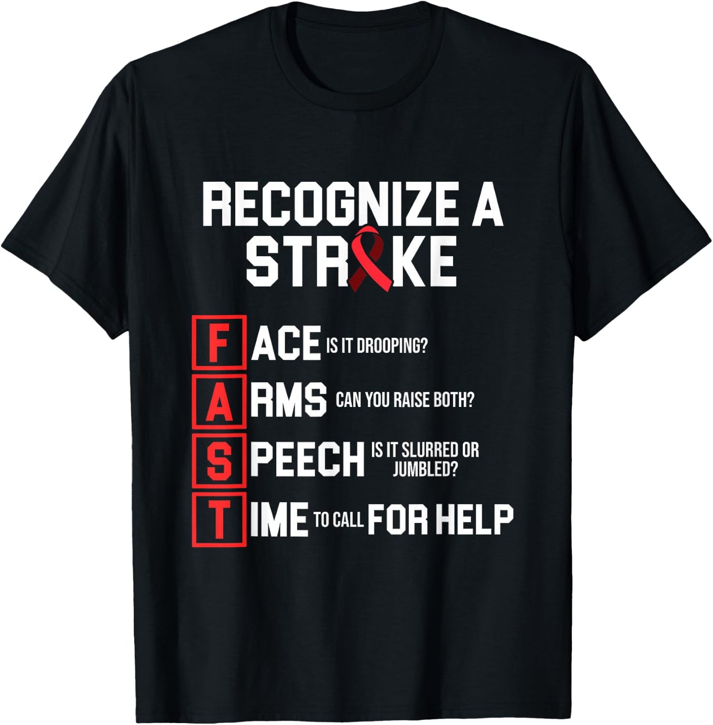 Stroke Awareness Survivor Fast Strong Warrior T-Shirt - T-Shirt | Black