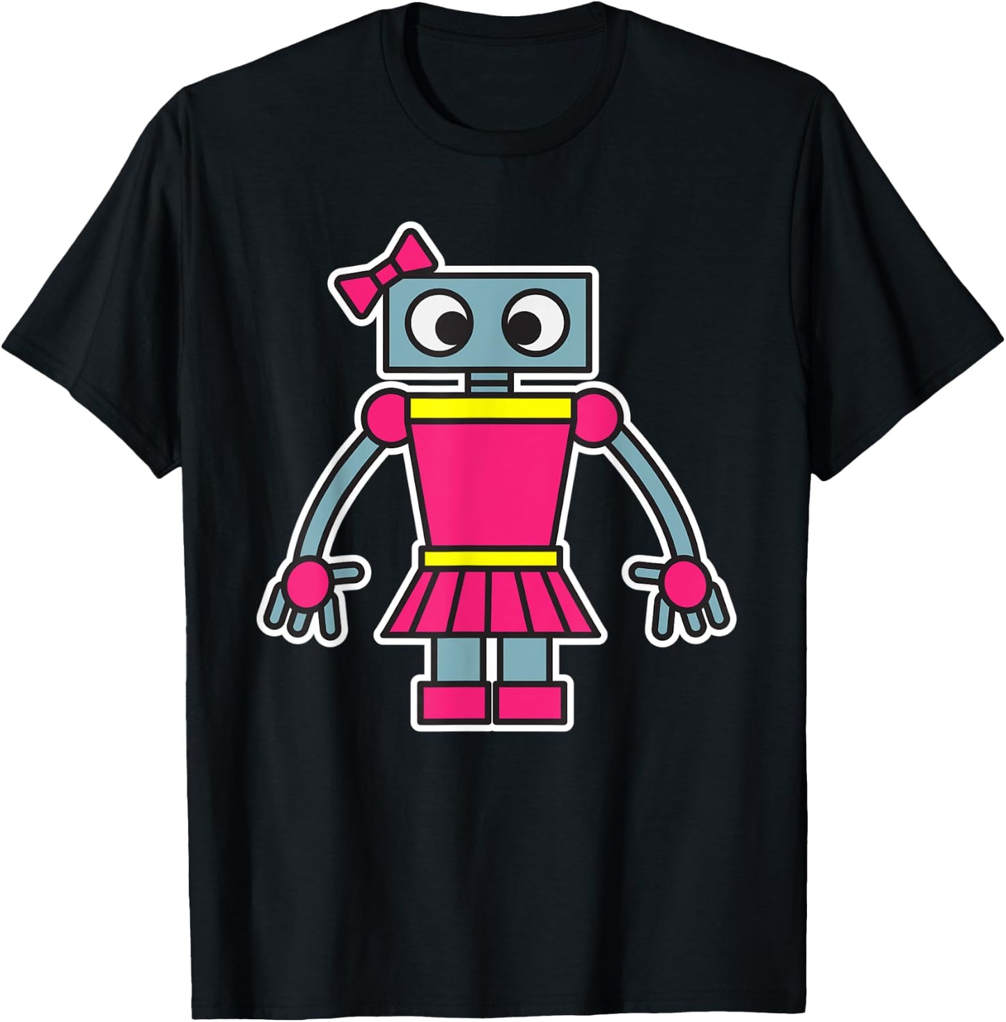 Robot Girl Fun Cute Dress Girly Robots Robotics Engineer T-Shirt - T-Shirt | Black