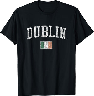 Dublin Ireland Vintage Sports Design Irish Flag T-Shirt - T-Shirt | Black