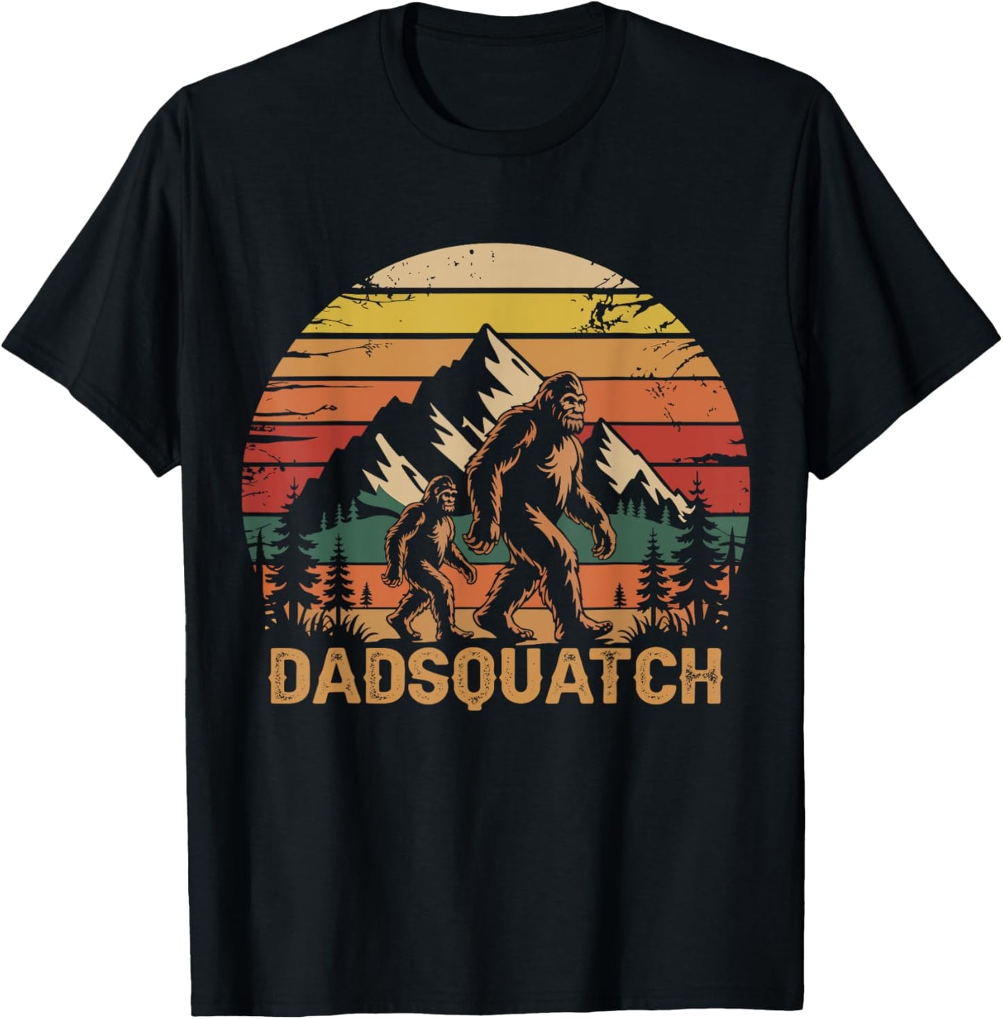 Dad Squatch Funny Bigfoot Fathers Day Sasquatch T-Shirt - T-Shirt | Black