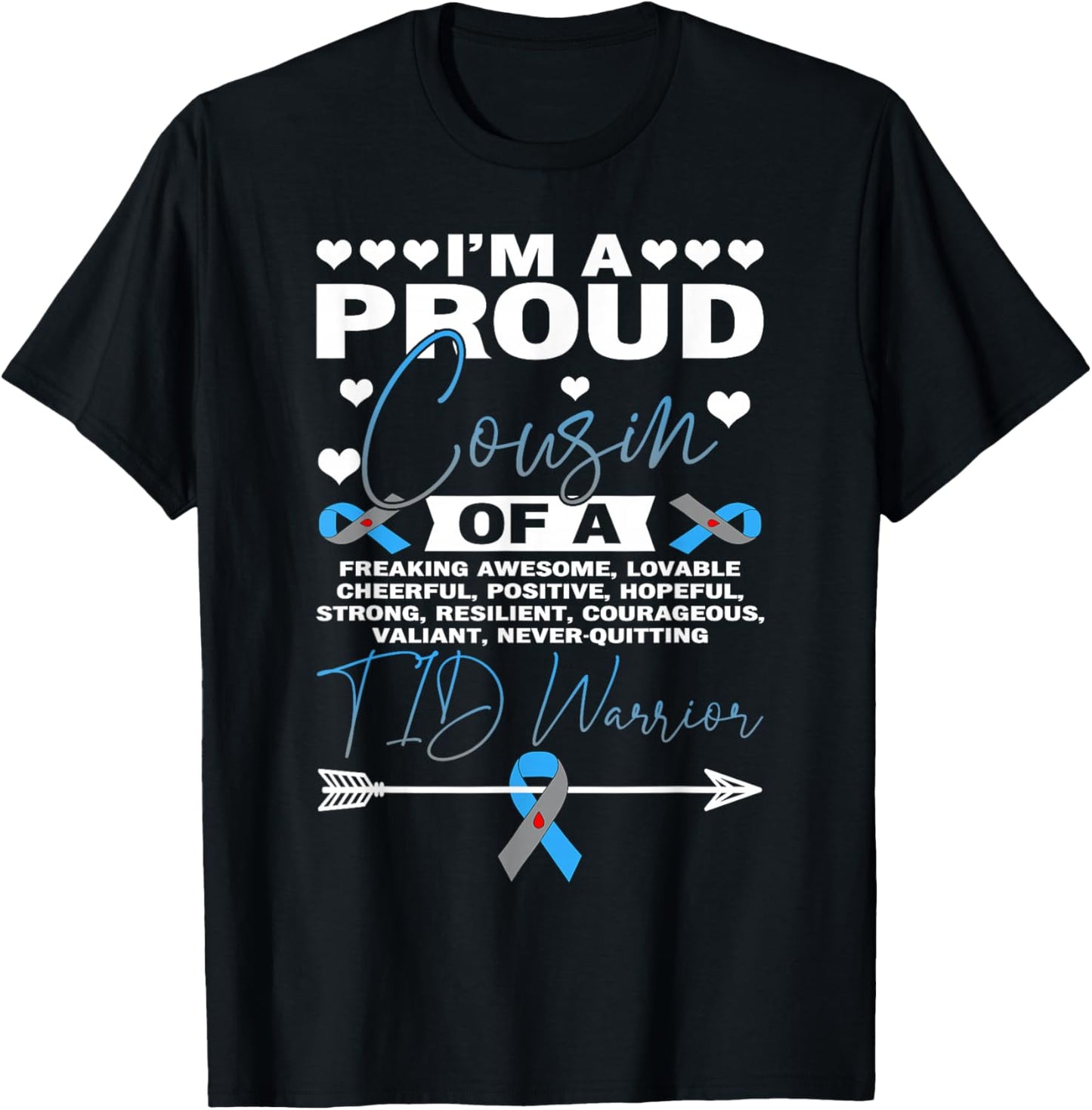 Proud Cousin of A T1D Warrior Type One Diabetes Awareness T-Shirt - T-Shirt | Black