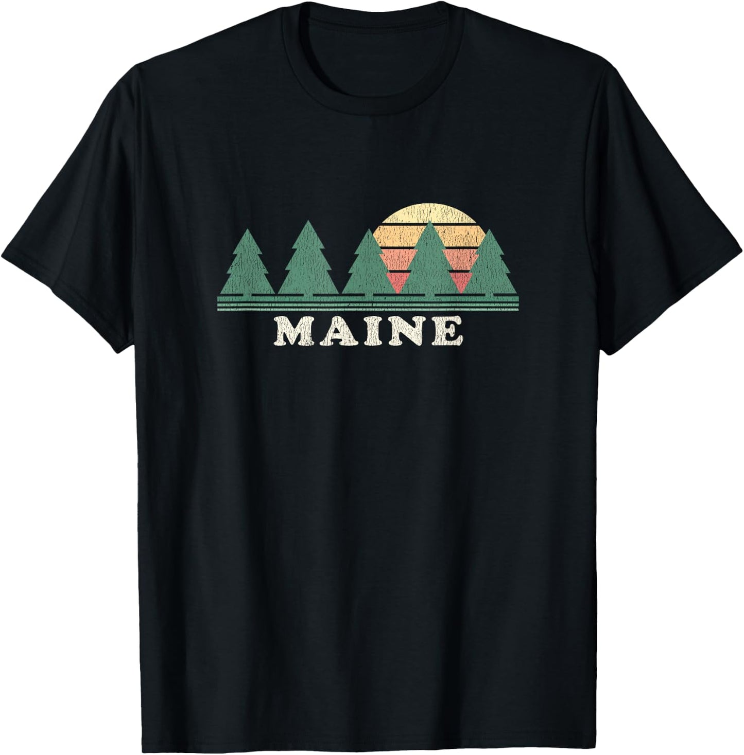 Maine ME Vintage Retro 70s Design T-Shirt - T-Shirt | Black