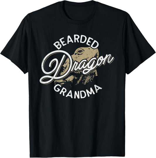 Bearded Dragon Grandma Pogona Reptile Lizard Lover Themed T-Shirt - T-Shirt | Black