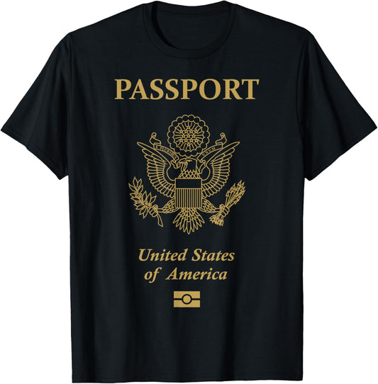 Proud American Usa 4th july Travelers US Passport Vintage T-Shirt - T-Shirt | Black