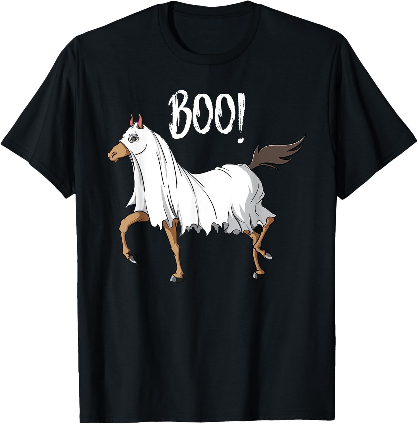 Horse Ghost Costume Funny Equestrian Horse Lover Halloween T-Shirt - T-Shirt | Black