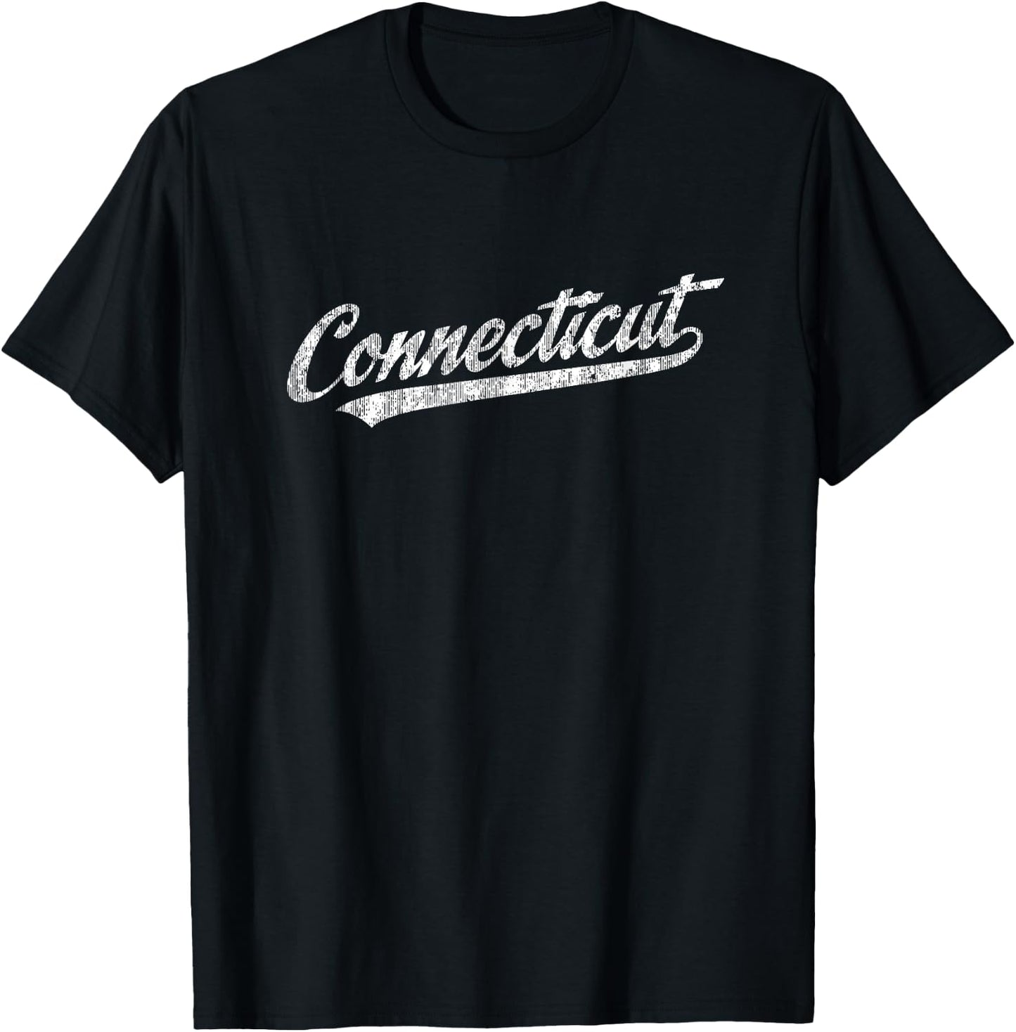 Connecticut CT Vintage Sports Script Retro T-Shirt - T-Shirt | Black